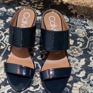 Calvin Klein Women's Black Slide Sandals